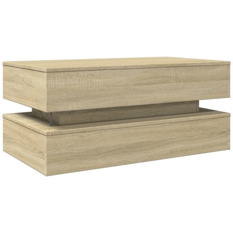 STOLIK KAWOWY Z OŚWIETLENIEM LED DĄB SONOMA 90X50X40CM