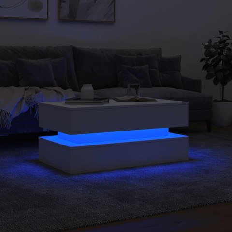 STOLIK KAWOWY Z OŚWIETLENIEM LED BIAŁY 90X50X40CM