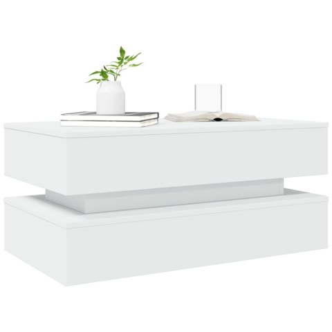 STOLIK KAWOWY Z OŚWIETLENIEM LED BIAŁY 90X50X40CM