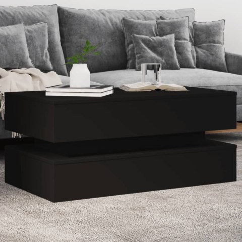 STOLIK KAWOWY Z OŚWIETLENIEM LED CZARNY 90X50X40CM