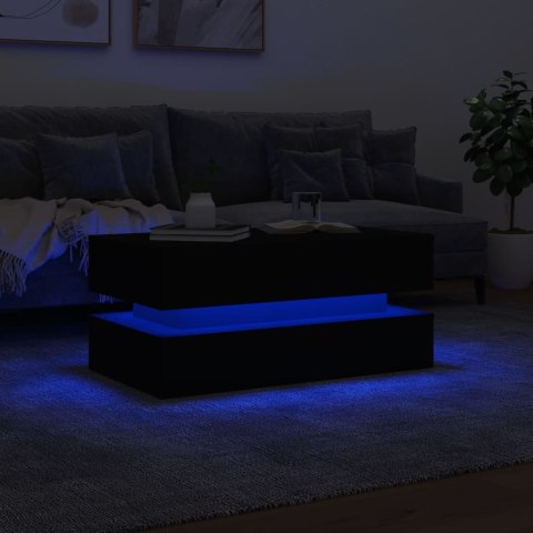 STOLIK KAWOWY Z OŚWIETLENIEM LED CZARNY 90X50X40CM