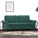 SOFA 2-OSOBOWA, CIEMNOZIELONA, 140 CM, TAPICEROWANA AKSAMITEM