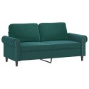 SOFA 2-OSOBOWA, CIEMNOZIELONA, 140 CM, TAPICEROWANA AKSAMITEM