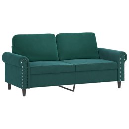 SOFA 2-OSOBOWA, CIEMNOZIELONA, 140 CM, TAPICEROWANA AKSAMITEM