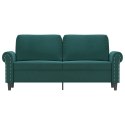 SOFA 2-OSOBOWA, CIEMNOZIELONA, 140 CM, TAPICEROWANA AKSAMITEM