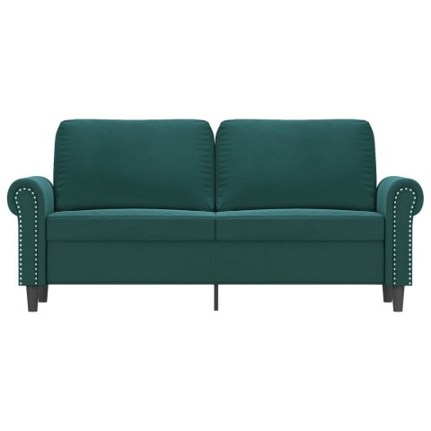 SOFA 2-OSOBOWA, CIEMNOZIELONA, 140 CM, TAPICEROWANA AKSAMITEM