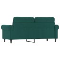 SOFA 2-OSOBOWA, CIEMNOZIELONA, 140 CM, TAPICEROWANA AKSAMITEM