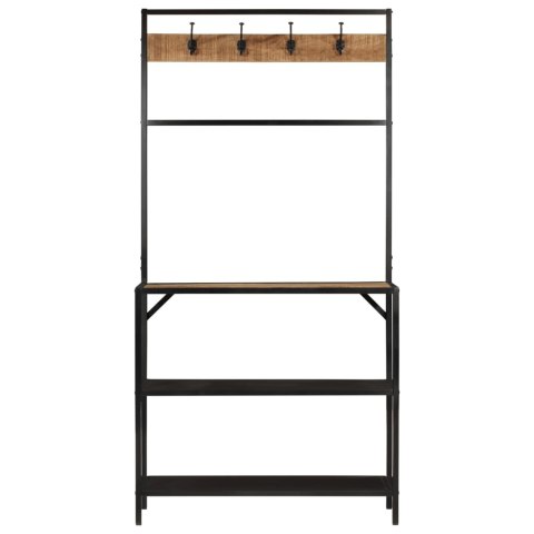 WIESZAK NA PŁASZCZE 90X35X180CM LITE DREWNO MANGO I ŻELAZO