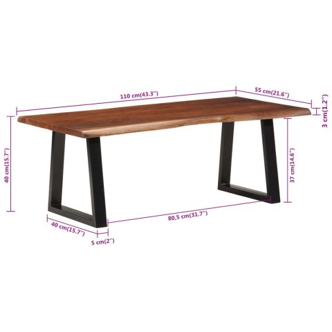 STOLIK KAWOWY MIODOWY BRĄZ 110X55X40CM LITE DREWNO AKACJOWE