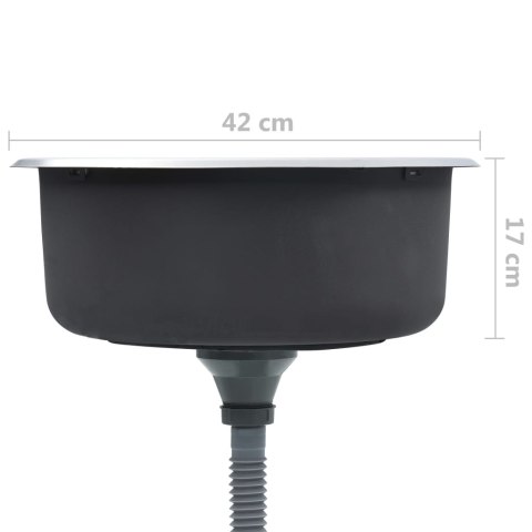 ZLEW KUCHENNY Z SITKIEM I SYFONEM STAL NIERDZEWNA