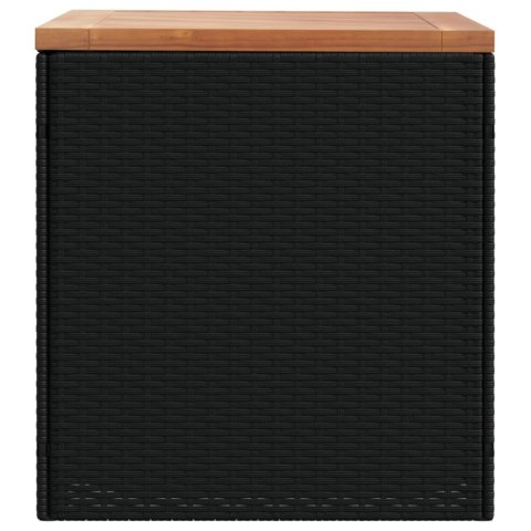 SKRZYNIA OGRODOWA CZARNA 110X50X54CM POLIRATTAN I AKACJA