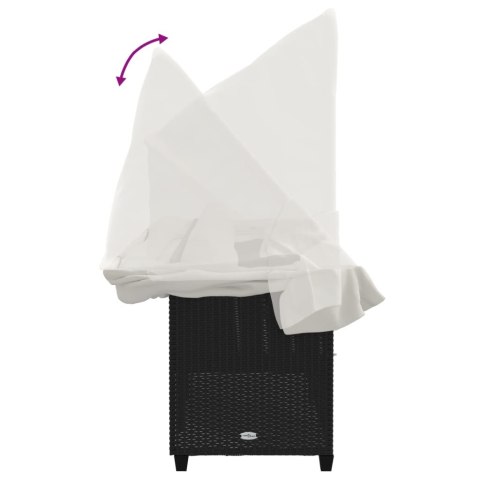 LEŻANKA OGRODOWA Z ZADASZENIEM I PODUSZKAMI CZARNA, POLIRATTAN