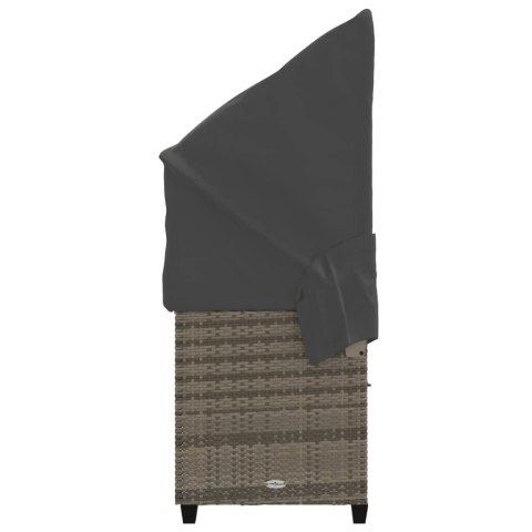 LEŻANKA Z ZADASZENIEM I PODUSZKAMI SZARA, POLIRATTAN