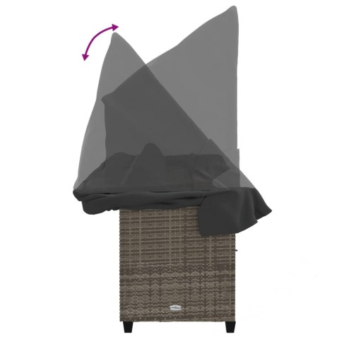 LEŻANKA Z ZADASZENIEM I PODUSZKAMI SZARA, POLIRATTAN