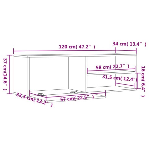 SZAFKA POD TV SZARY DĄB SONOMA 120X34X37CM