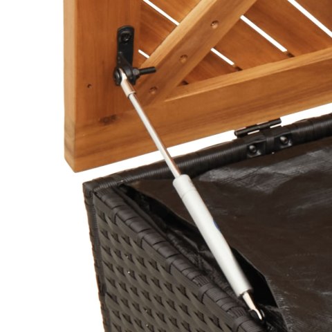 SKRZYNIA OGRODOWA CZARNA 220X50X54CM POLIRATTAN I AKACJA