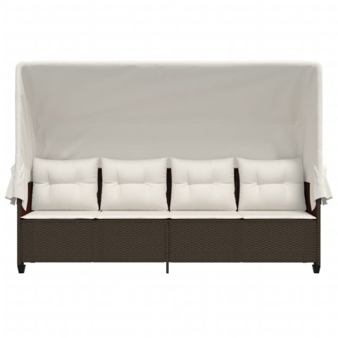 LEŻANKA Z ZADASZENIEM I PODUSZKĄ BRĄZOWA, POLIRATTAN