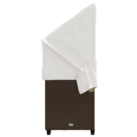 LEŻANKA Z ZADASZENIEM I PODUSZKĄ BRĄZOWA, POLIRATTAN