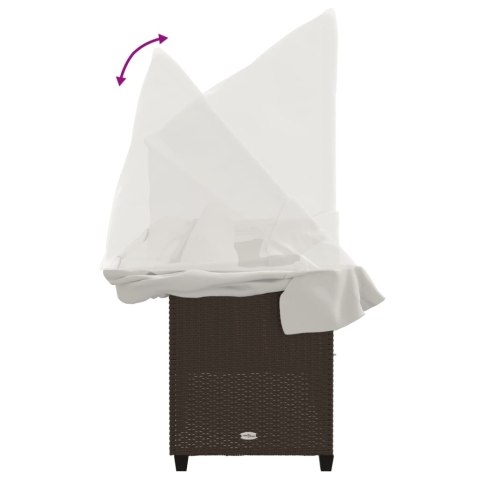 LEŻANKA Z ZADASZENIEM I PODUSZKĄ BRĄZOWA, POLIRATTAN