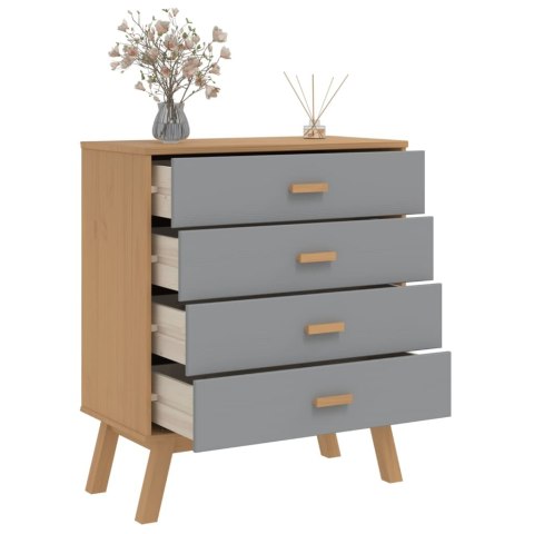 KOMODA OLDEN SZARO-BRĄZOWA LITE DREWNO SOSNOWE