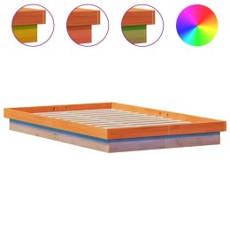 RAMA ŁÓŻKA Z LED WOSKOWY BRĄZ 120X190CM LITE DREWNO SOSNOWE
