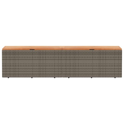 SKRZYNIA OGRODOWA SZARA 220X50X54CM POLIRATTAN I AKACJA