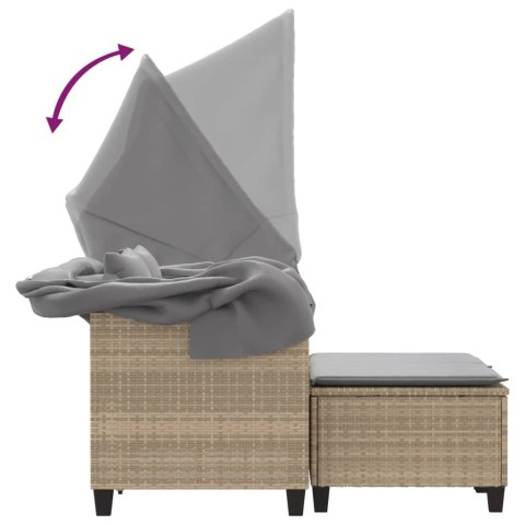 2-OS. SOFA OGRODOWA Z ZADASZENIEM I STOŁKAMI BEŻOWA RATTAN PE