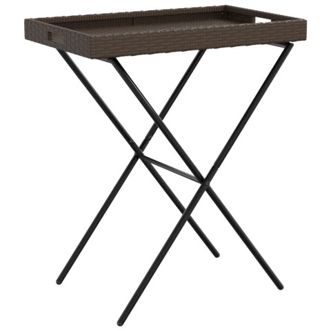 SKŁADANY STOLIK Z TACĄ BRĄZOWY 65X40X75CM POLIRATTAN