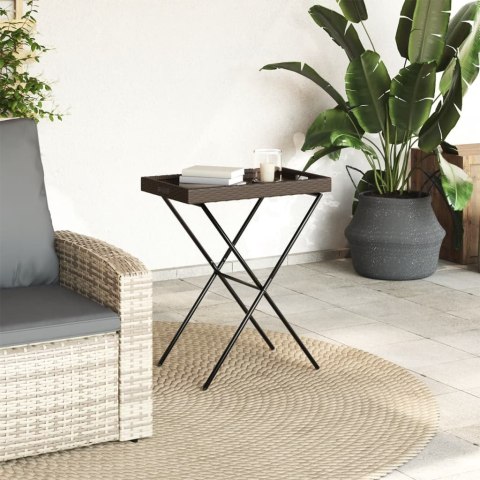 SKŁADANY STOLIK Z TACĄ BRĄZOWY 65X40X75CM POLIRATTAN