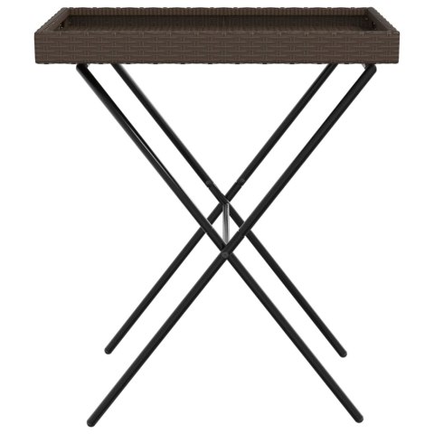 SKŁADANY STOLIK Z TACĄ BRĄZOWY 65X40X75CM POLIRATTAN