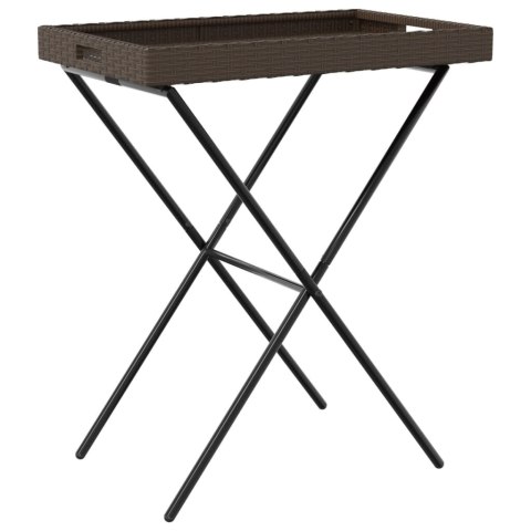 SKŁADANY STOLIK Z TACĄ BRĄZOWY 65X40X75CM POLIRATTAN