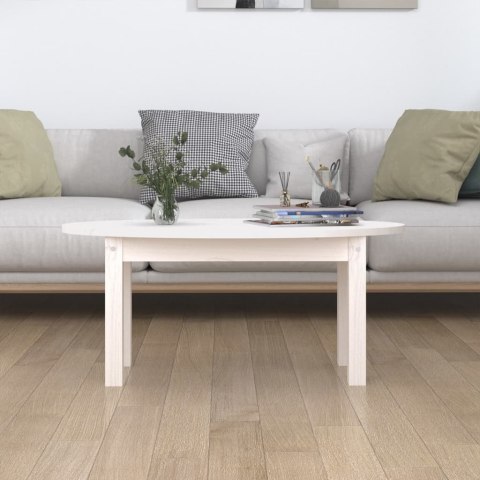 STOLIK KAWOWY BIAŁY 80X40X35CM LITE DREWNO SOSNOWE