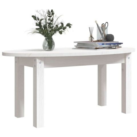 STOLIK KAWOWY BIAŁY 80X40X35CM LITE DREWNO SOSNOWE