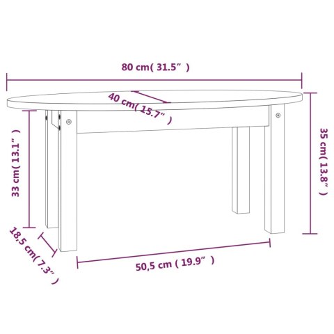 STOLIK KAWOWY BIAŁY 80X40X35CM LITE DREWNO SOSNOWE