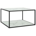 STOLIK KAWOWY SZKŁO W KOLORZE BIAŁY MARMUR 90X90X50CM
