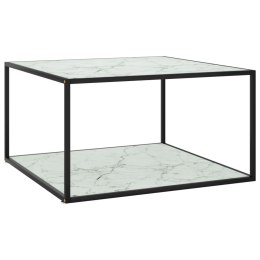 STOLIK KAWOWY SZKŁO W KOLORZE BIAŁY MARMUR 90X90X50CM