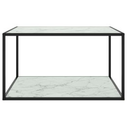 STOLIK KAWOWY SZKŁO W KOLORZE BIAŁY MARMUR 90X90X50CM