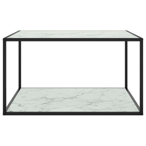 STOLIK KAWOWY SZKŁO W KOLORZE BIAŁY MARMUR 90X90X50CM
