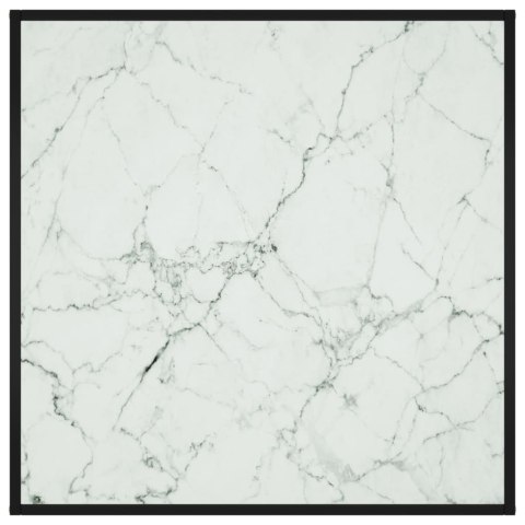 STOLIK KAWOWY SZKŁO W KOLORZE BIAŁY MARMUR 90X90X50CM