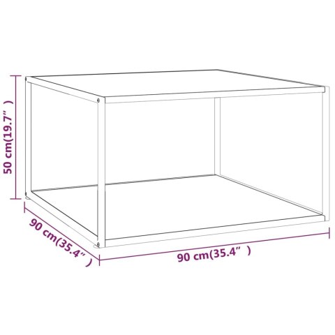 STOLIK KAWOWY SZKŁO W KOLORZE BIAŁY MARMUR 90X90X50CM