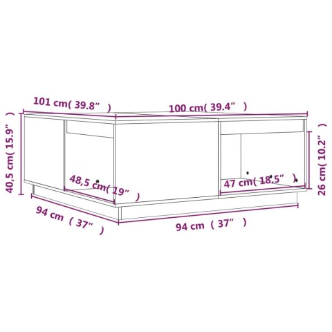 STOLIK KAWOWY MIODOWY BRĄZ 100X101X40,5CM LITE DREWNO SOSNOWE