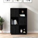 WYSOKA SZAFKA CZARNA 74X35X117CM LITE DREWNO SOSNOWE