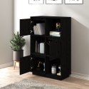 WYSOKA SZAFKA CZARNA 74X35X117CM LITE DREWNO SOSNOWE