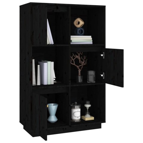 WYSOKA SZAFKA CZARNA 74X35X117CM LITE DREWNO SOSNOWE