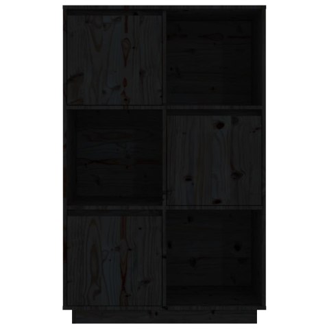 WYSOKA SZAFKA CZARNA 74X35X117CM LITE DREWNO SOSNOWE