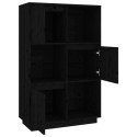 WYSOKA SZAFKA CZARNA 74X35X117CM LITE DREWNO SOSNOWE