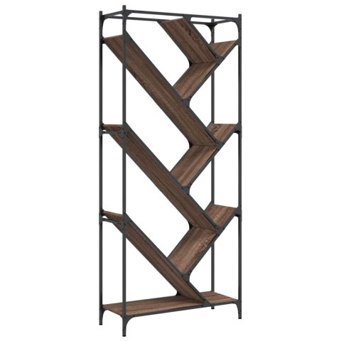 REGAŁ BRĄZOWY DĄB 79X30X180CM I METAL