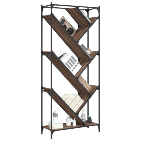 REGAŁ BRĄZOWY DĄB 79X30X180CM I METAL