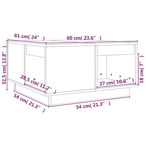 STOLIK KAWOWY SZARY 60X61X32,5CM LITE DREWNO SOSNOWE