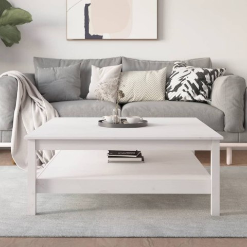 STOLIK KAWOWY BIAŁY 100X100X40CM LITE DREWNO SOSNOWE